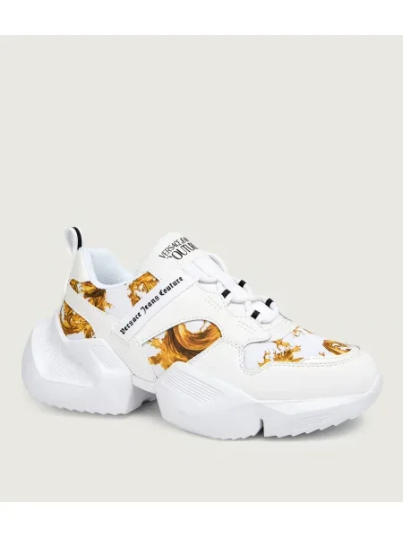 Versace Jeans Couture Sneakers FONDO GRAVITY DIS. cu adaos de piele alb