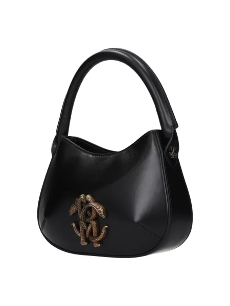 Torebka Roberto Cavalli skórzana z logo czarna
