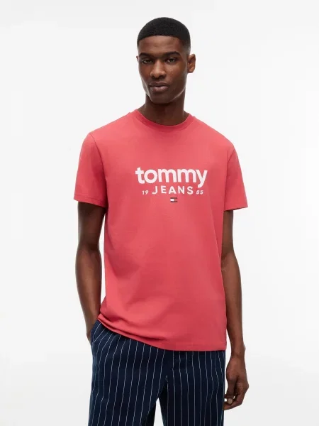 Tommy Jeans Tricou roșu deschis alb