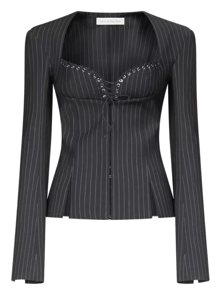 Kurtka Ludovic De Saint Sernin sznurowana w paski koronkowa szara