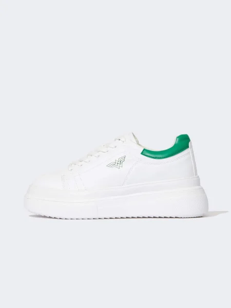 Sneakerși Defacto cu șireturi din piele alb