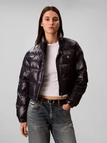 Calvin Klein Jeans Geacă de iarnă Shine Crop Bleumarin