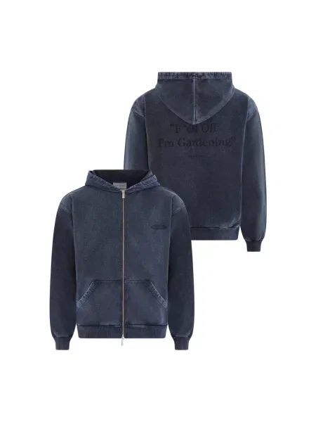 Bluza z kapturem Bram's Fruit z przetarciami niebieska