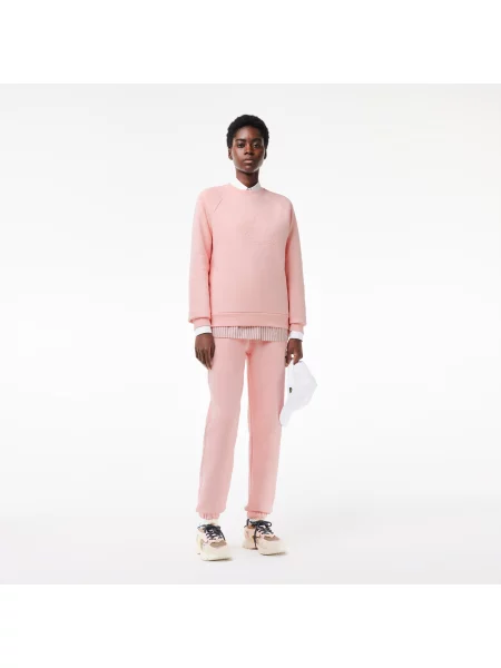 Lacoste Bluza Z Okrągłym Dekoltem Z Nadrukiem różowa