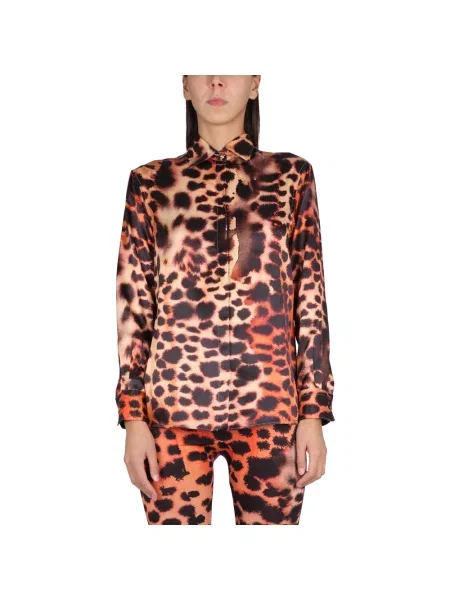 Lniana koszula Roberto Cavalli z nadrukiem
