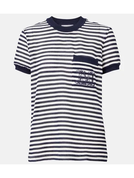 Tricou Max Mara cu dungi din jerseu alb