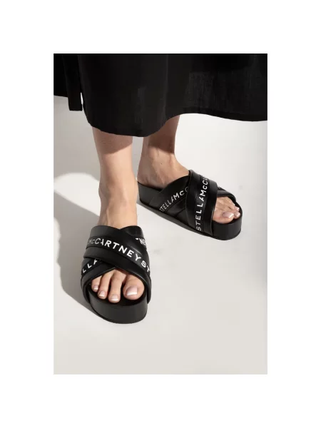 Klapki Stella Mccartney z logo czarne