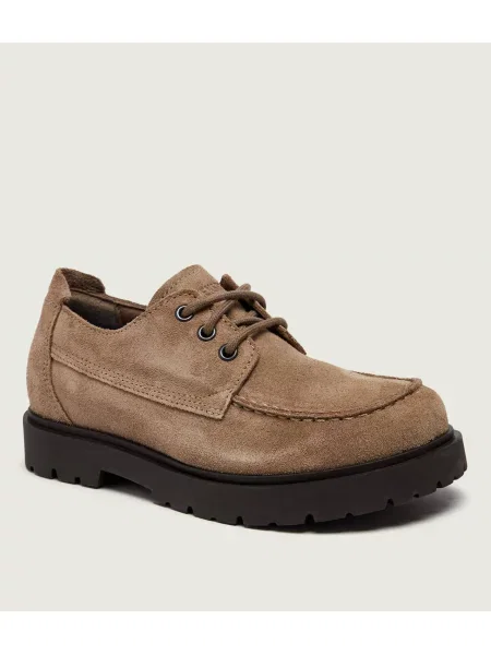 Birkenstock pantofi de piele întoarsă Highwood Moc Lace Low bej