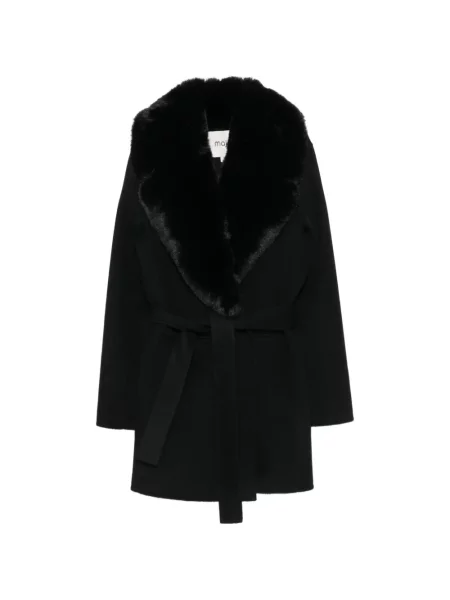 Gulerat palton de blană Maje cu blană negru