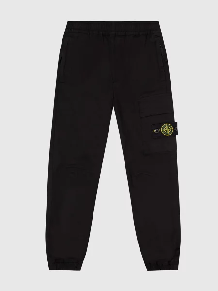 Дитячі джогери з патчем логотипа Stone Island чорні