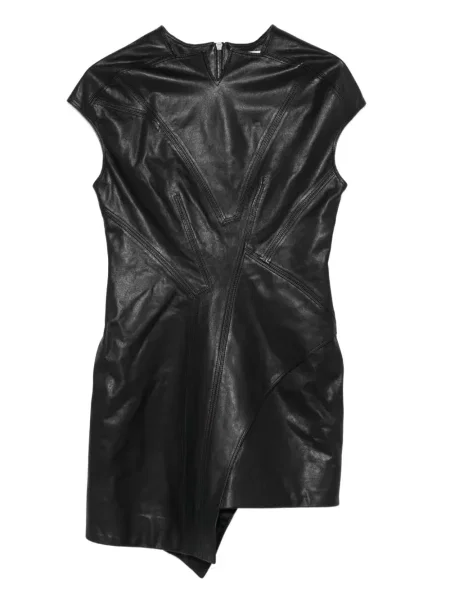 Sukienka Yehuafan skórzana asymetryczna garniturowa czarna