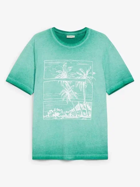 T-shirt z efektem wytarcia z bawełny organicznej zielona