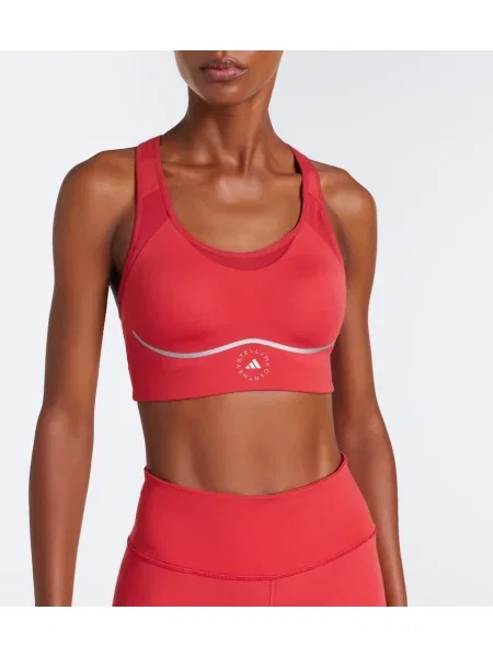 Jersey športni nedrček Adidas By Stella Mccartney z avtogramom rdeča
