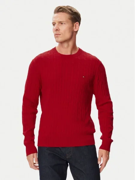 Tommy Hilfiger pulover za muškarce od pamuka crvena