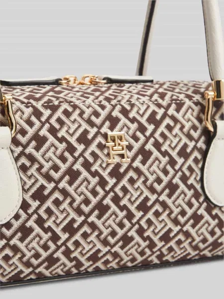 Torebka z uchwytem z wzór z logo model TH GRACE SHOULDER BAG' Tommy Hilfiger beżowa