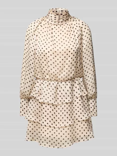 Sukienka koktajlowa z efektem stopniowania i stójką Rinascimento biała