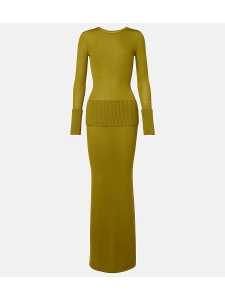 Rochie maxi Alaïa de lână verde