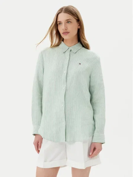 Tommy Hilfiger Koszula Z Lnu gruen zielona