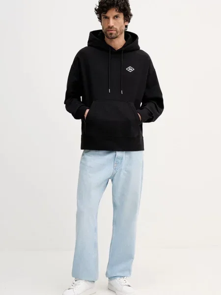 Calvin Klein Jeans bluza z kapturem z aplikacją czarny