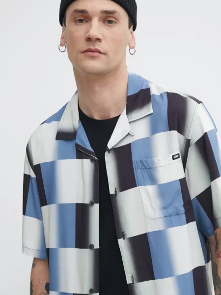 Риза Vans мъжка със стандартна кройка с класическа яка синьо
