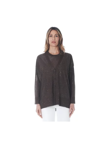 Lniany kardigan Kangra brązowy