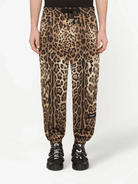 Leopardí kalhoty Dolce & Gabbana s potiskem hnědé