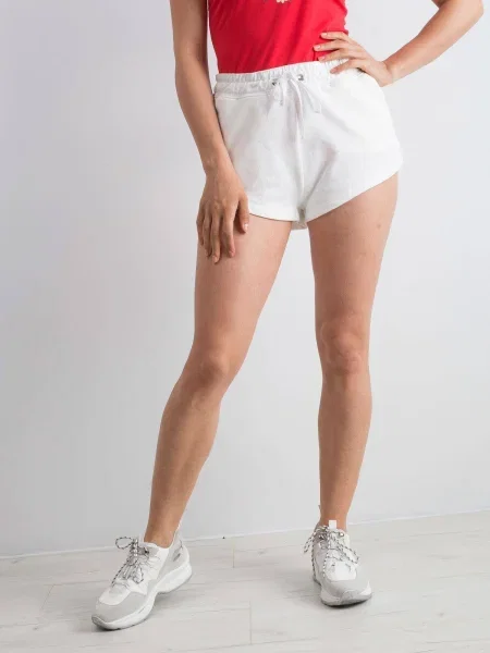 Pantaloni scurți Yups tricotate alb