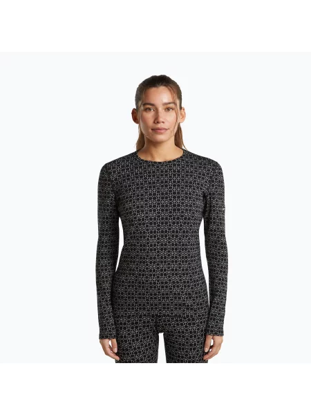 Bluză termoactivă pentru femei Icebreaker Merino Tech Vertex Crewe Black/Snow negru