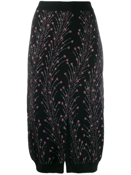 Fustă Marco De Vincenzo cu broderie cu model floral negru