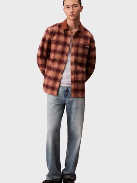 Клетчатая рубашка Calvin Klein Jeans коричневая
