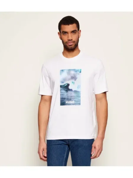 Hugo Blue Tricou Nalotrix | regular fit alb