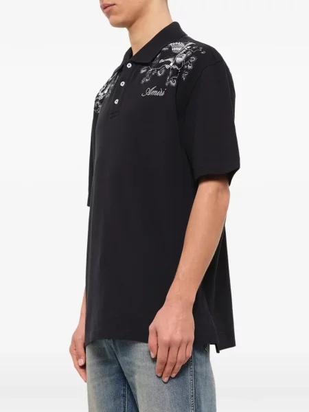 Поло тениска Amiri на цветя черно