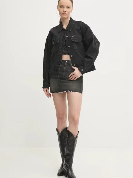 Джинсова куртка Guess Jeans перехідна oversize чорний