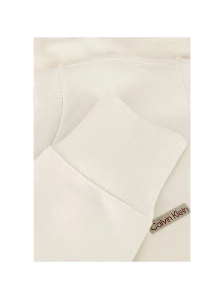 Bluza nierozpinana Calvin Klein Jeans z okrągłym dekoltem elegancka beżowa