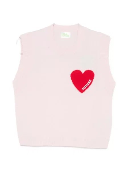 Dzianinowa kamizelka From Future w serca różowa