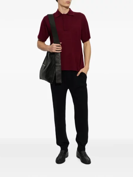 Tricou polo Lisa Yang din cașmir roșu
