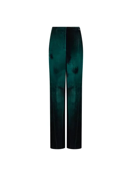 Lniane spodnie Alberta Ferretti zielone