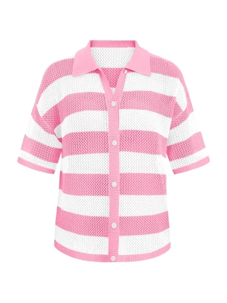 Imily Bela Geacă tricotată roz alb