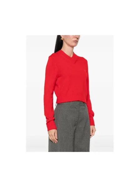 Dzianinowy sweter Soeur z dekoltem w serek czerwony