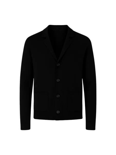 Kardigan Paolo Pecora wełniany z klapą czarny