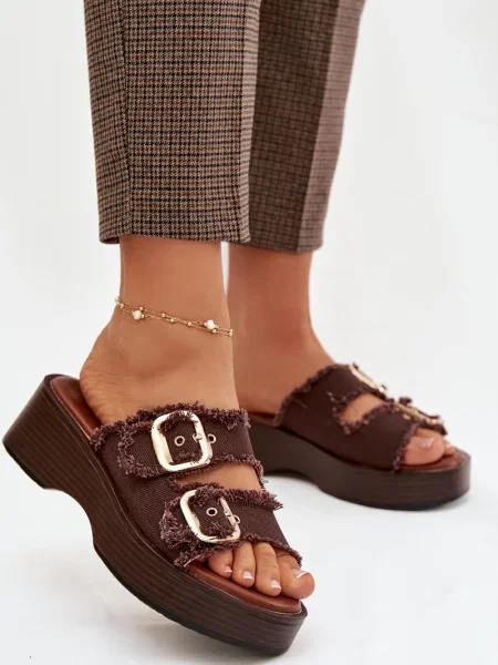 Japonke Boto s platformo rjava