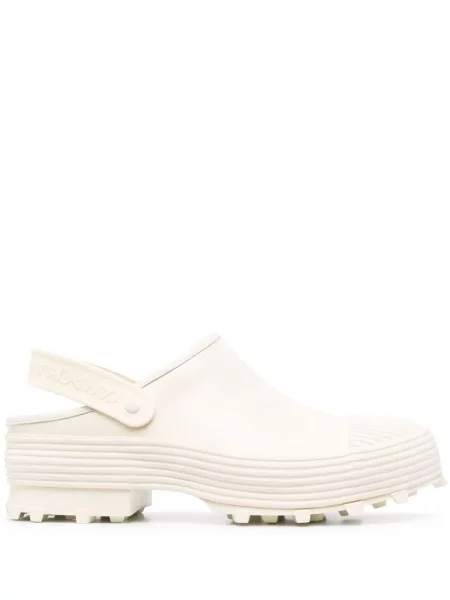 Papuci tip mules Camperlab din piele chunky alb