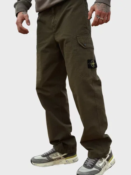 Штани карго Stone Island з камінням оливкові