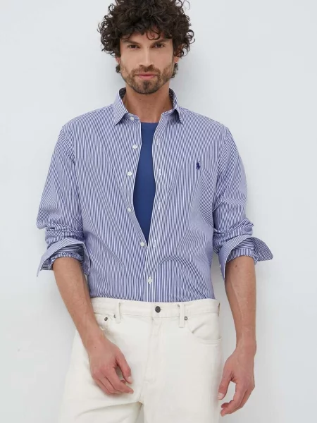 Polo Ralph Lauren koszula biały slim z kołnierzykiem klasycznym