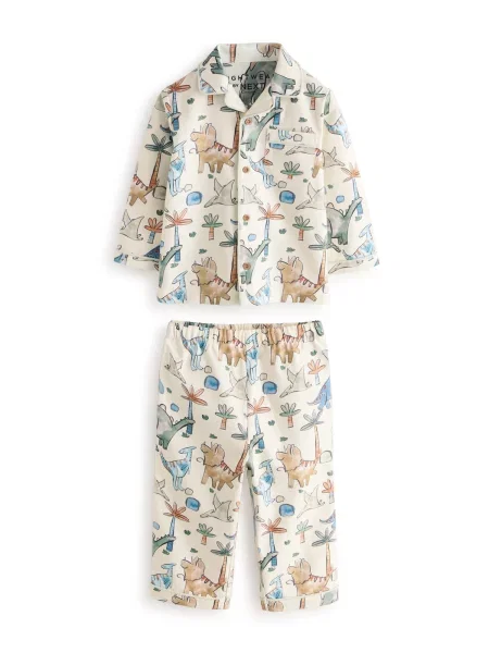 Next Pijamale ecru / deschis / maro închis / verde albastru