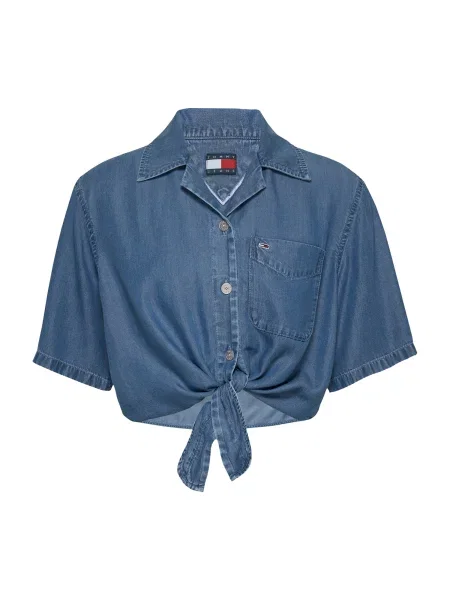 Camasa Tommy Jeans Chambray Tie Shortsleeve Shirt Denim XS albastru