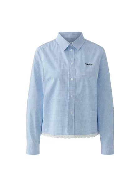 Koszula Oui w kratę z autografem niebieska