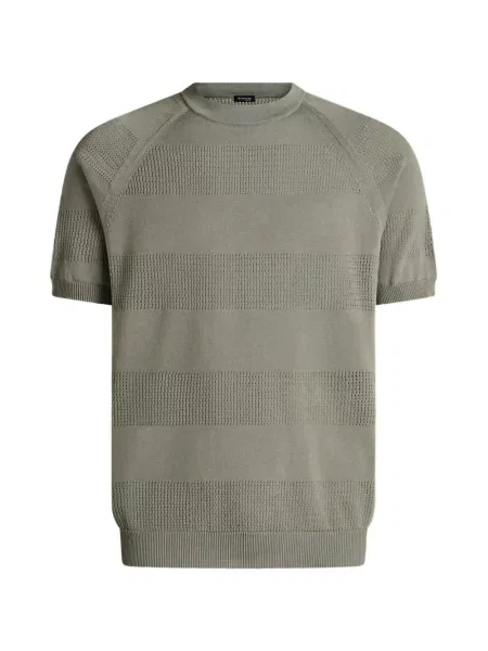 Tricou Kiton cu dungi ajurat gri