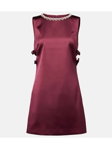 Rochie Self-portrait cu funde din satin bordo