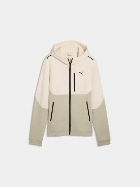 Спортивна кофта PUMA Tech Full-zip Hoodie Dk комбінований верх білий